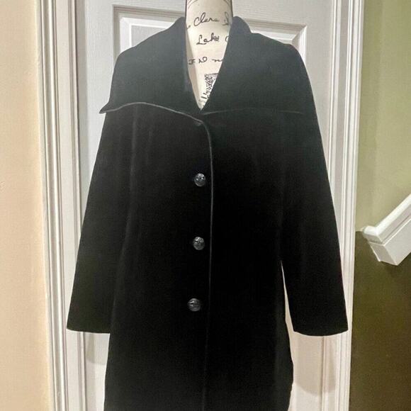 LAUNDRY BY SHELLI SEGAL COAT VELVET BLACK SZ LARGE SOPHISTICATED LUXURY CORE - Picture 10 of 15